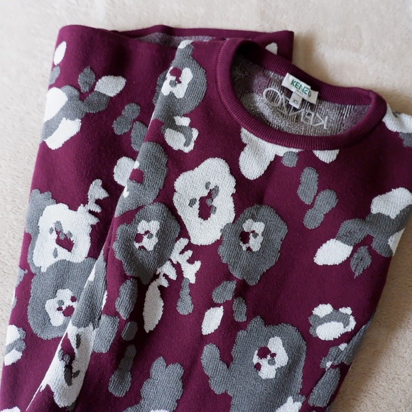 KENZO Peony Print Knit Mini Dress - Picture 2 of 9